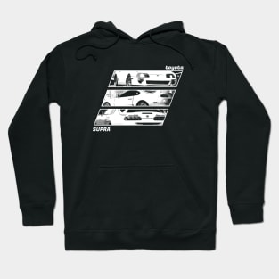 TOYOTA SUPRA MK4 Black 'N White Archive 2 (Black Version) Hoodie